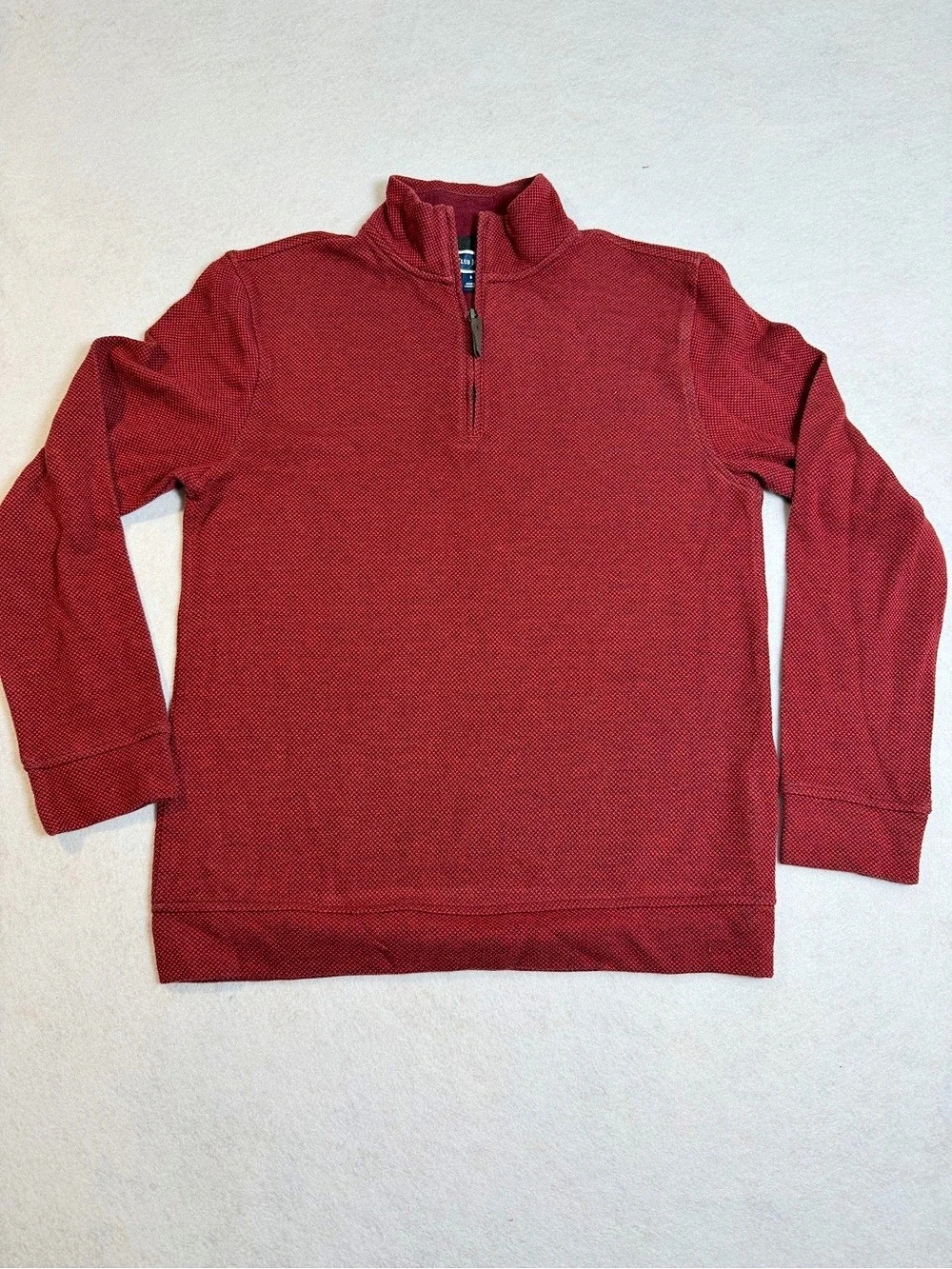 Club Room Textured Quarter-Zip Pullover Sweater Red Small